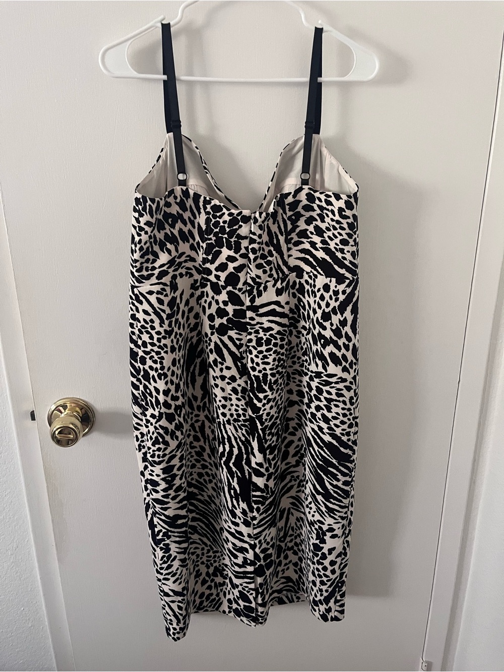 Sergio Hudson X Target Size Animal Print Bustier Midi Dress Black Ivory Large - Picture 6 of 12